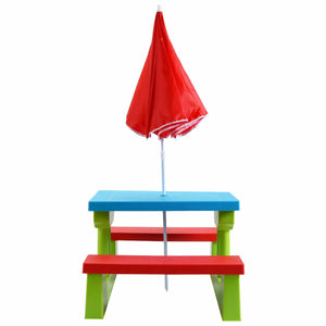 Kids Picnic Folding Table and Bench with Umbrella