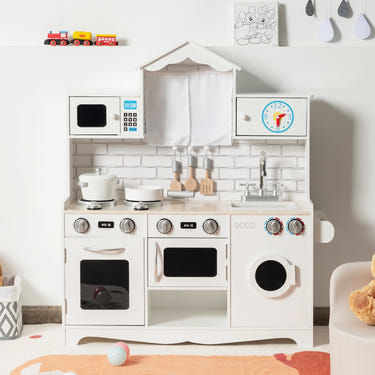 Wooden Kids Kitchen with Washing Machine - Realistic