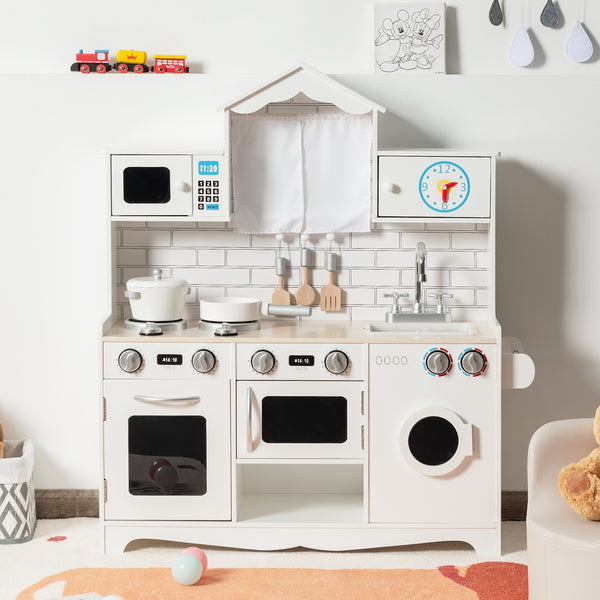 Wooden Kids Kitchen with Washing Machine - Realistic