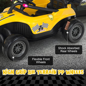 12V kids ride-on electric formula racing car with remote control, angled view showcasing vibrant design and features.
