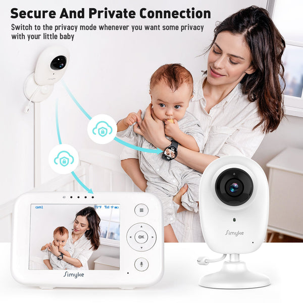 Simyke Smart Baby Monitor: 1080P Camera + 3.5” LCD Display, Smartwatch Connectivity