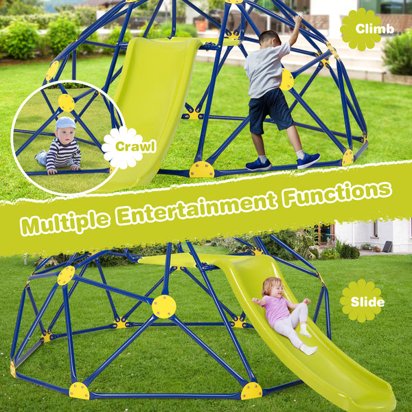 Kids Climbing Dome with Slide and Fabric Cushion for Garden Yard