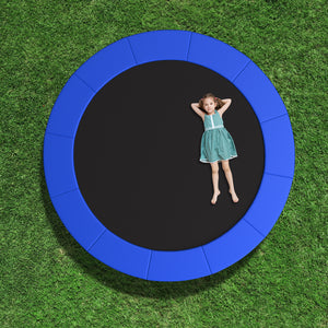 Blue 15 Feet Trampoline Pad Replacement Safety Pad with Fixing Straps, angled view for enhanced safety in play.
