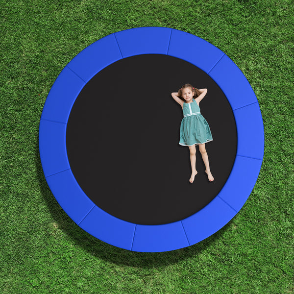 Blue 15 Feet Trampoline Pad Replacement Safety Pad with Fixing Straps, angled view for enhanced safety in play.