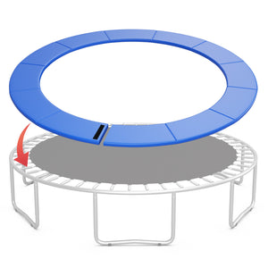 Blue 15 Feet Trampoline Pad Replacement Safety Pad with Fixing Straps at angle 28 for enhanced safety in play.