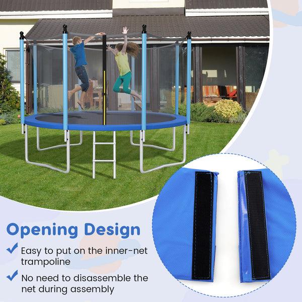 Blue 15 Feet Trampoline Pad Replacement Safety Pad with Fixing Straps, angle view, ideal for toys and hobbies.