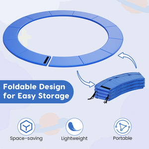 Blue 15 feet trampoline pad replacement with fixing straps, ensuring safety for kids during playtime.