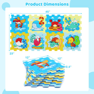 8-Piece Educational Interlocking Baby Play Mat with Animals and Numbers