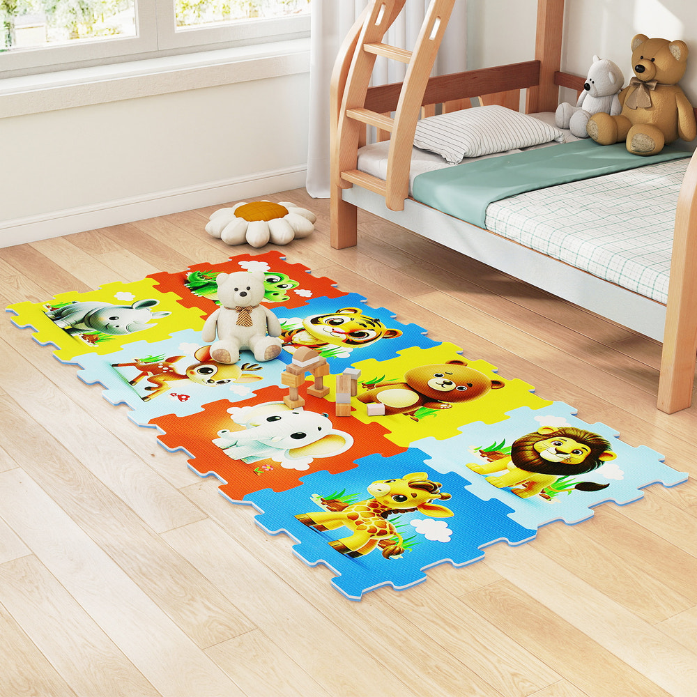 8-Piece Educational Animal Interlocking Baby Play Mat for safe and fun playtime.