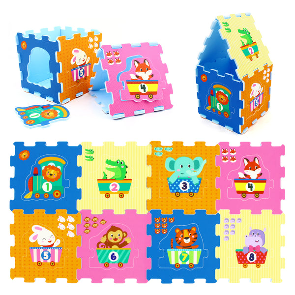 8-Piece Interlocking Baby Floor Puzzle Tiles with Educational Numbers