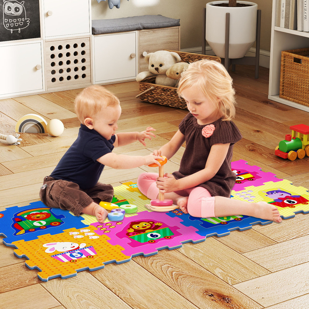 8-Piece Interlocking Baby Floor Puzzle Tiles with Educational Numbers