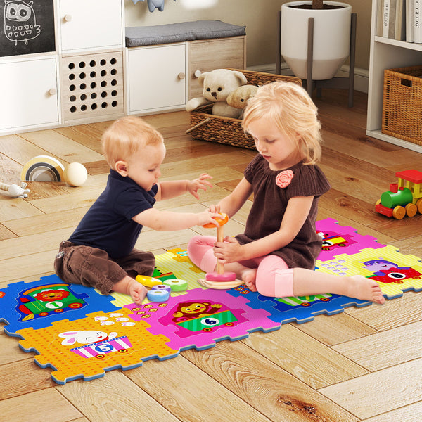 8-Piece Interlocking Baby Floor Puzzle Tiles with Educational Numbers