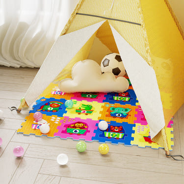 8-piece interlocking baby floor puzzle tiles featuring educational numbers for fun and learning.