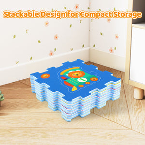 8-Piece Interlocking Baby Floor Puzzle Tiles with Educational Numbers