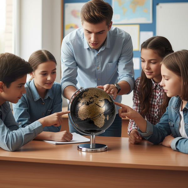 8" World Globe Modern Decorative Tabletop Earth Globe - Soft Fabric