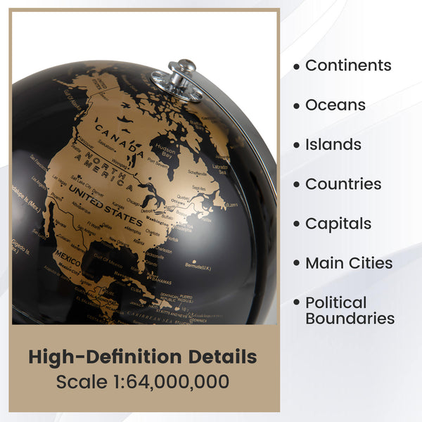 8" World Globe Modern Decorative Tabletop Earth Globe - Soft Fabric