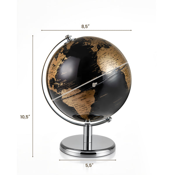 8" World Globe Modern Decorative Tabletop Earth Globe - Soft Fabric