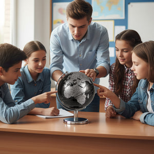 8" World Globe Modern Decorative Tabletop Earth Globe - Soft Fabric