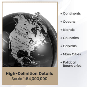 8" World Globe Modern Decorative Tabletop Earth Globe - Soft Fabric