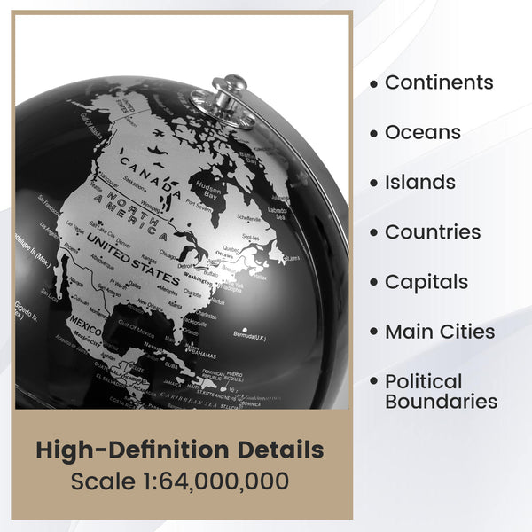 8" World Globe Modern Decorative Tabletop Earth Globe - Soft Fabric