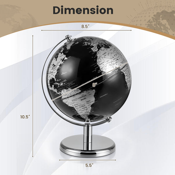 8" World Globe Modern Decorative Tabletop Earth Globe - Soft Fabric