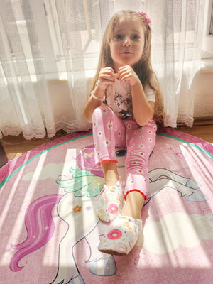 Ella Bonna Non-Slip Sole Doughnut Patterned Baby Booties, Home Boot Slippers Nursery Shoes