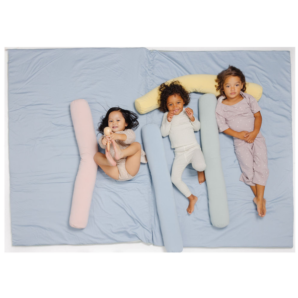 Sage + Breeze Organic Cotton Play Mat at angle 17, soft and safe for babies to play on.
