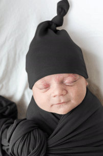 Swaddle Blanket and Hat Set - Black