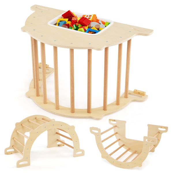 8 in 1 Climbing Arch Sensory Table for Kids with Collapsible Storage Bin for 3+ Years Old