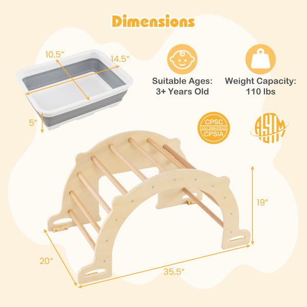 8 in 1 Climbing Arch Sensory Table for Kids with Collapsible Storage Bin for 3+ Years Old