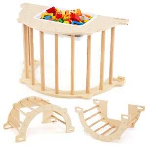 8 in 1 Climbing Arch Sensory Table with Collapsible Storage Bin for Kids