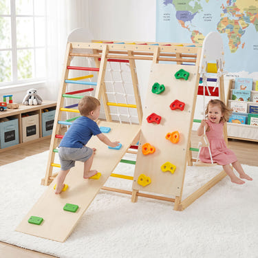 8-in-1 Foldable Indoor Jungle Gym for Kids with Swing and Monkey Bars