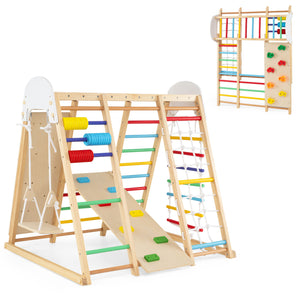 8-in-1 Foldable Indoor Jungle Gym for Kids with Swing and Monkey Bars
