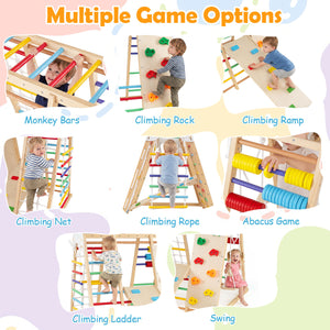 8-in-1 Foldable Indoor Jungle Gym for Kids with Swing and Monkey Bars