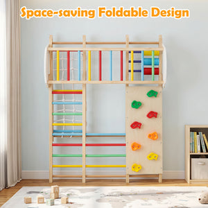 8-in-1 Foldable Indoor Jungle Gym for Kids with Swing and Monkey Bars