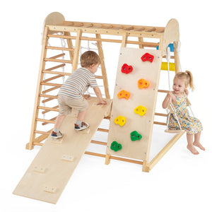 8-in-1 Foldable Indoor Jungle Gym for Kids with Swing and Monkey Bars