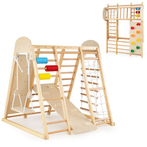 8-in-1 Foldable Indoor Jungle Gym for Kids with Swing and Monkey Bars
