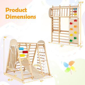 8-in-1 Foldable Indoor Jungle Gym for Kids with Swing and Monkey Bars