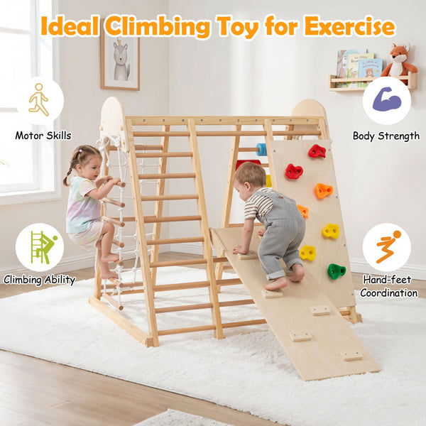 8-in-1 Foldable Indoor Jungle Gym for Kids with Swing and Monkey Bars