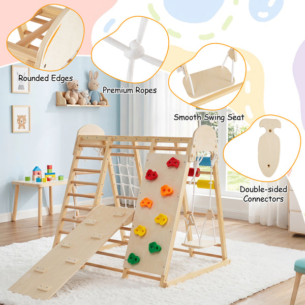 8-in-1 Foldable Indoor Jungle Gym for Kids with Swing and Monkey Bars