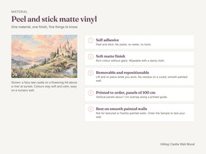 Watercolor Hilltop Castle Fairy Tale Wall Mural, image 7