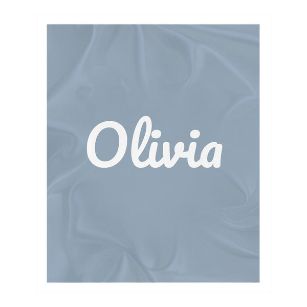 Classic Name toddler sherpa blanket in dusty blue
