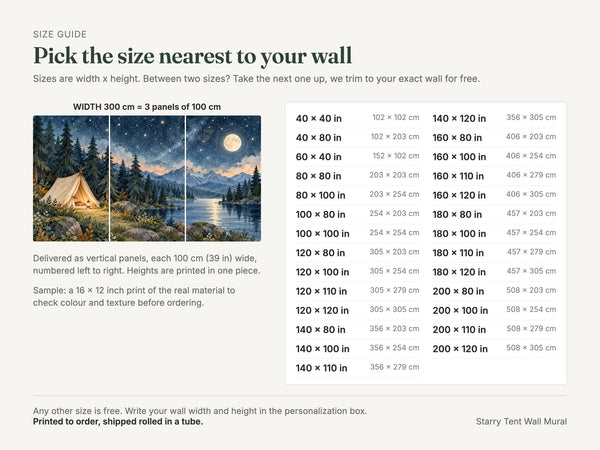 Watercolor Starry Tent Camping Wall Mural, image 5