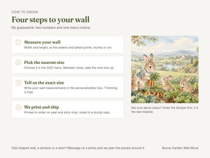 Watercolor Bunny Garden Farm Wall Mural, image 6