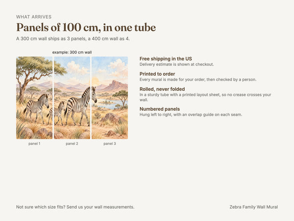 Watercolor Zebra Family Safari Wall Mural, image 8