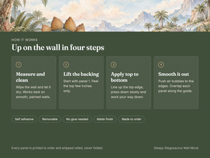 Watercolor Sleepy Stegosaurus Dinosaur Wall Mural, image 9
