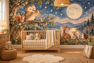 Watercolor Owl Flute Wall Mural, image 1