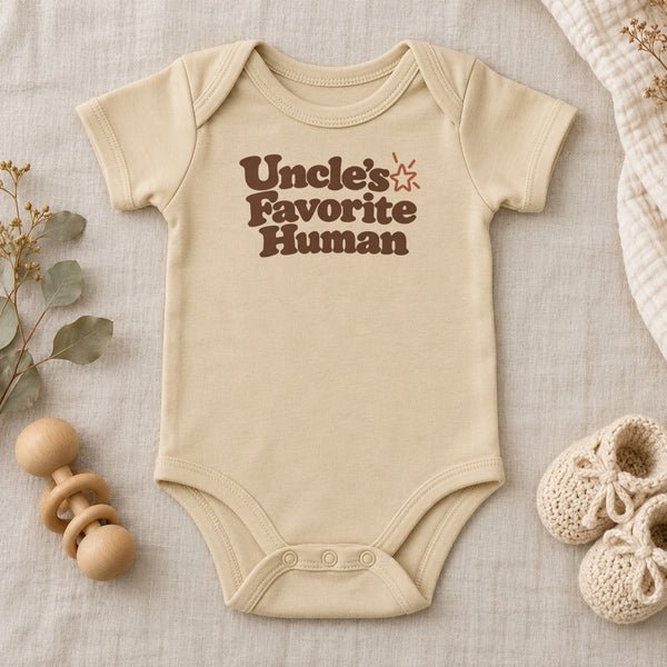 Uncle's Favorite Human baby bodysuit in natural