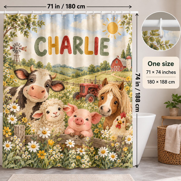 Sunny Farm personalized shower curtain size 71 x 74 inches