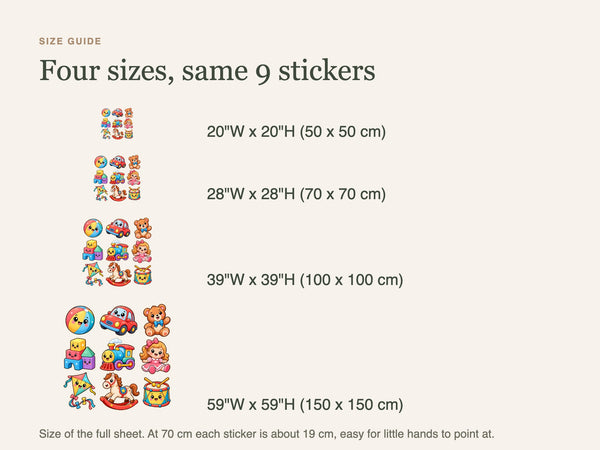 Cute Toys Wall Decals, Set of 9, First Words Stickers, image 5